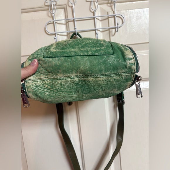 RARE Joy GRYSON Pebbled Leather Green Crossbody Purse - Picture 3 of 6